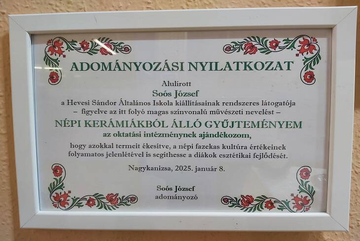 Sos Jzsef adomnyozsa - npi kermikbl ll gyjtemnye